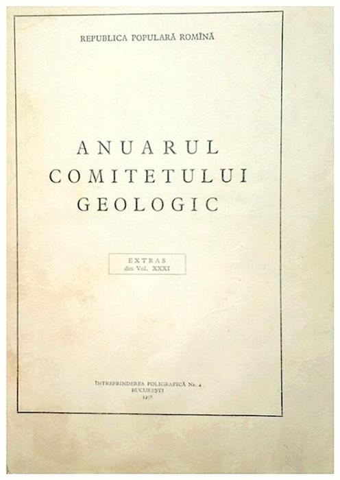 Anuarul Comitetului geologic,extras din vol.XXXI