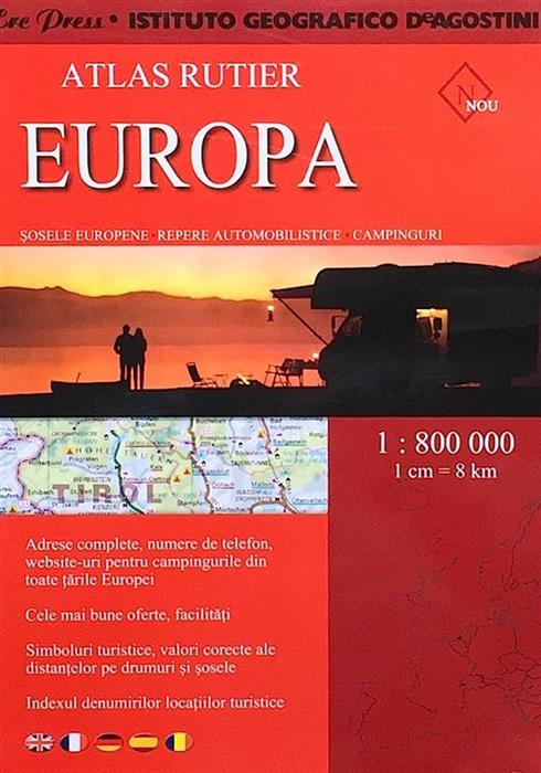 Atlas rutier Europa, scara 1 : 800 000, 1cm = 8 km