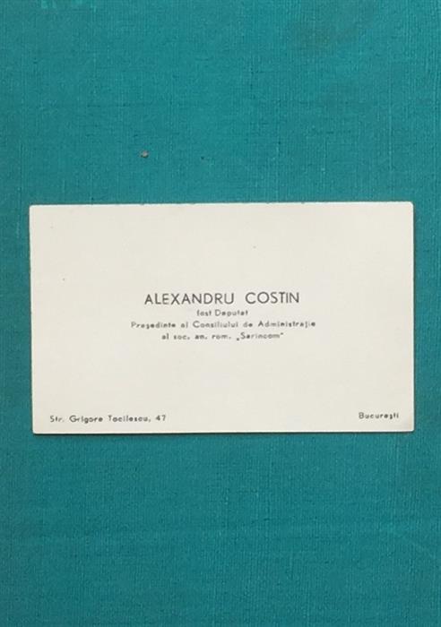 Carte de vizita - Alexandru Costin, fost deputat, perioada interbelica