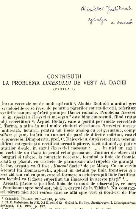 Contributii la probleme limesului de vest (partea 1)