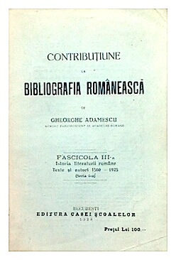 Contributiune la bibliografia romaneasca