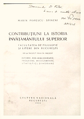 Contributiuni la istoria invatamantului superior - Facultatea de filosofie si litere Bucuresti