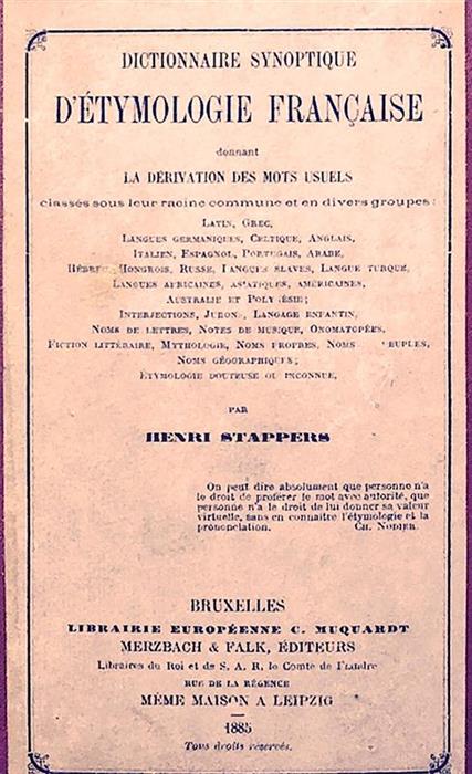 Dictionnaire synoptique d'etymologie francaise
