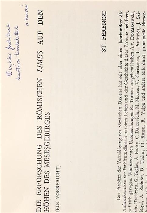 Die Erforschung des romischen Limes auf den Hohen des Mesesgebirges