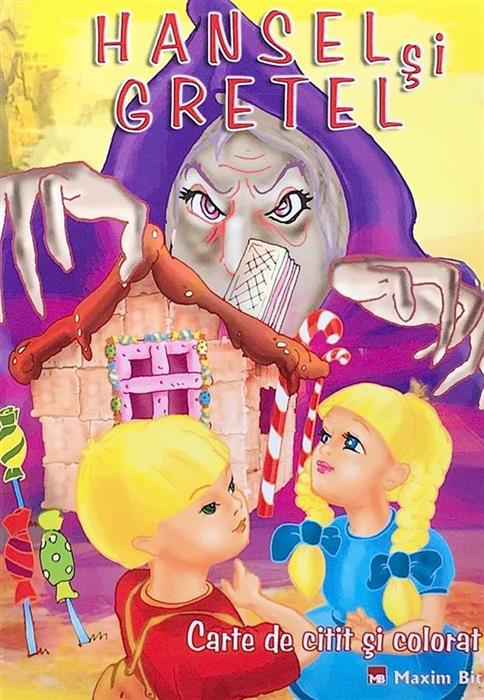 Hansel si Gretel - carte de citit si colorat