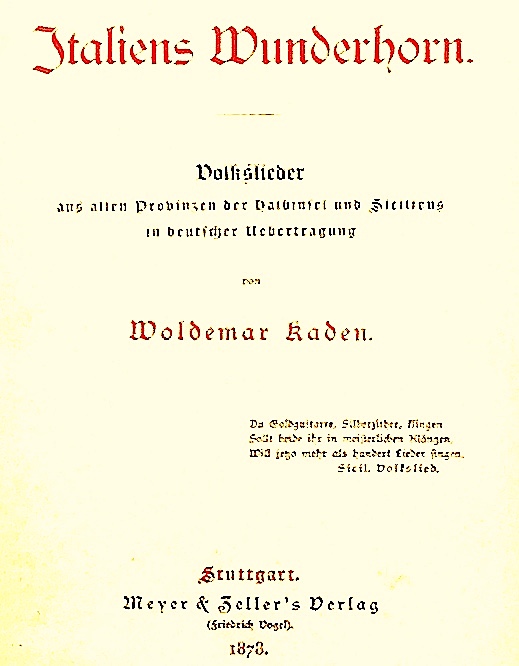 Italiens Wunderhorn - Volkslieder, 1878