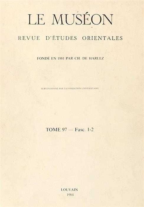 Le Museon tome 97 fasc. 1-2 1984