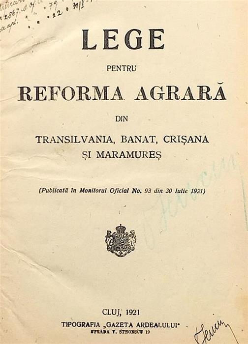 Lege pentru reforma agrara din Transilvania, Banat, Crisana si Maramures