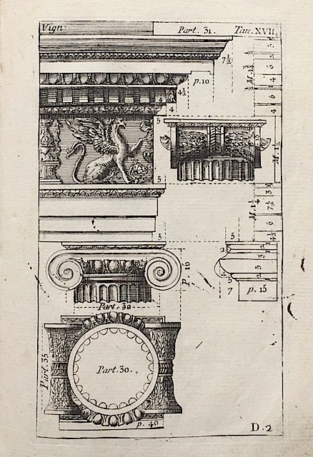 Lot 56 gravuri vechi de arhitectura dupa Vitruviu