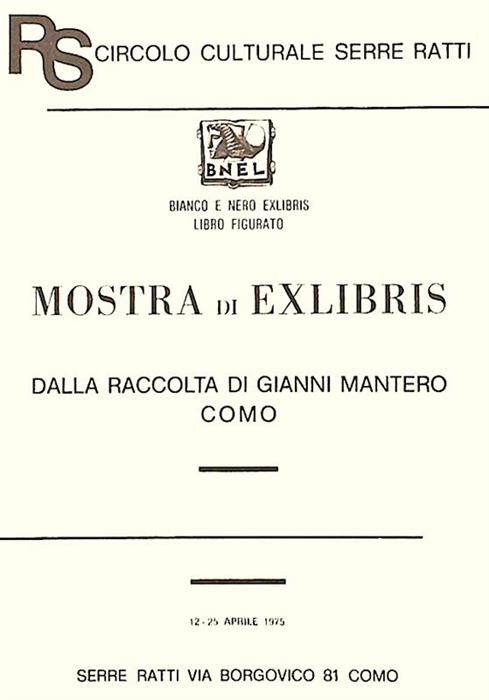 Mostra di Exlibris dalla Raccolta di Gianni Mantero Como 1973