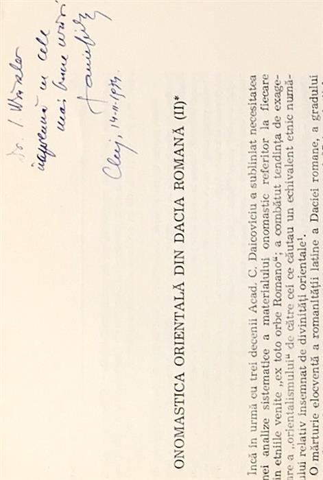 Onomastica orientala din Dacia Romana (II)