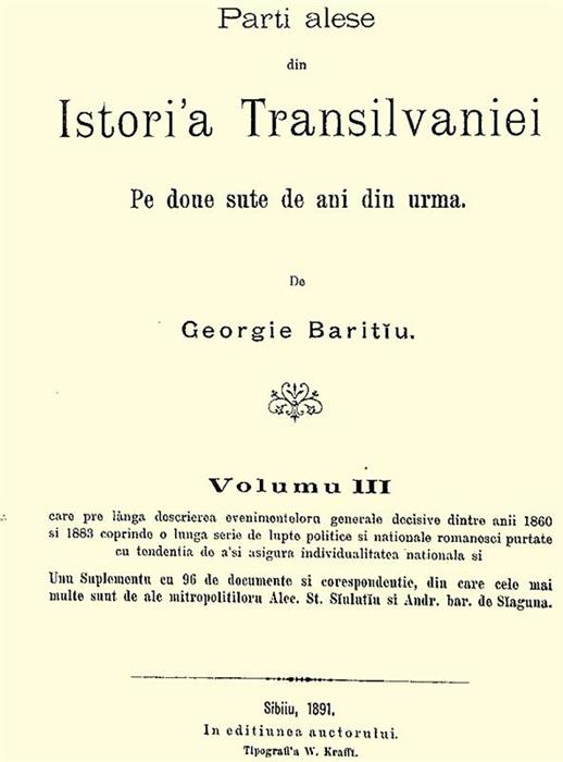 Parti alese din Istoria Transilvaniei pe doue sute de ani din urma