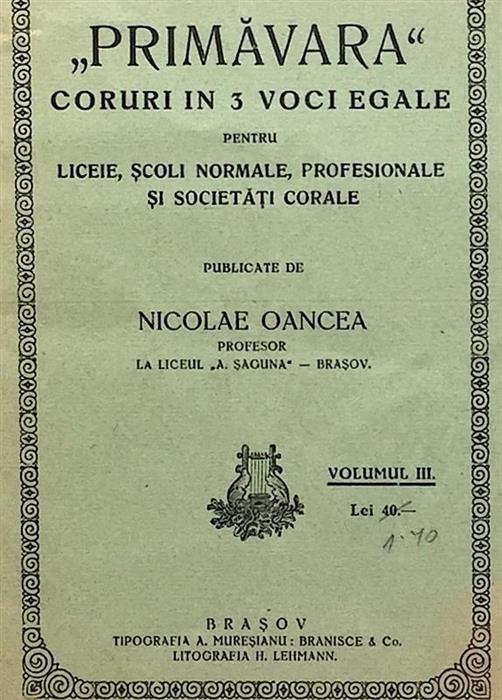 "Primavara" Coruri in 3 voci egale 
