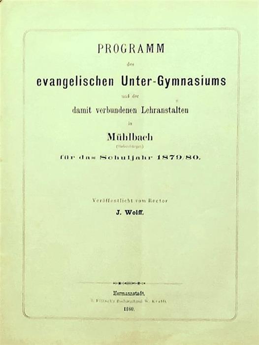 Programm des evangelischen Unter-Gymnasiums in Muhlbach