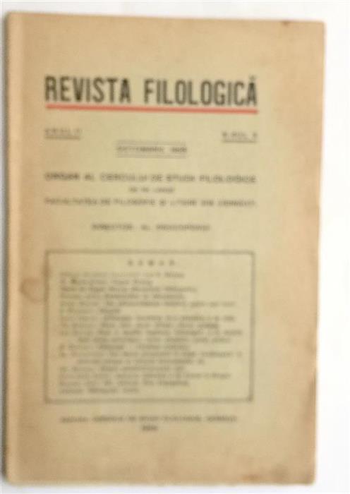 Revista Filologica, Cernauti, anul II, nr. 3, 1928