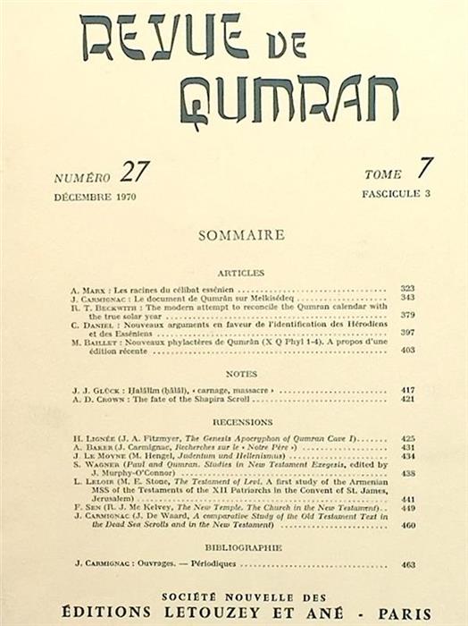 Revue de Qumran nr.27