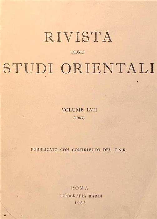 Rivista degli Studi Orientali vol.LVII/1983