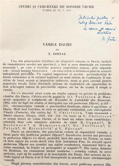 Vamile Daciei [cu dedicatia si semnatura autorului]