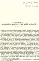 Contributii la probleme limesului de vest (partea 1)