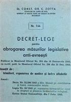 Decret-lege pentru abrogarea masurilor legislative anti-evreesti