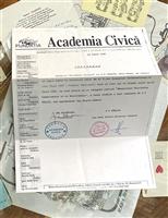 Invitatie Academia Civica: 50 de ani de la Caderea Cortinei [de Fier] Sighet 1997 cu semnatura Anei Blandiana