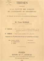 Teza de doctorat, Strasbourg, 1936