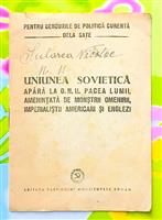 Uniunea Sovietica apara la O. N. U. pacea lumii, amenintata de monstrii omenirii